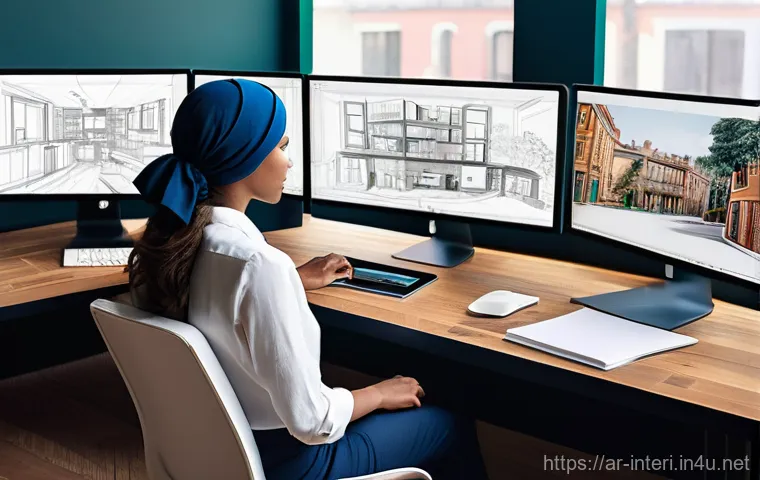 실내건축 자격증 시험 준비용 추천 강의 - **Prompt:** A focused professional setting where a male interior designer (wearing a smart, modest b...
