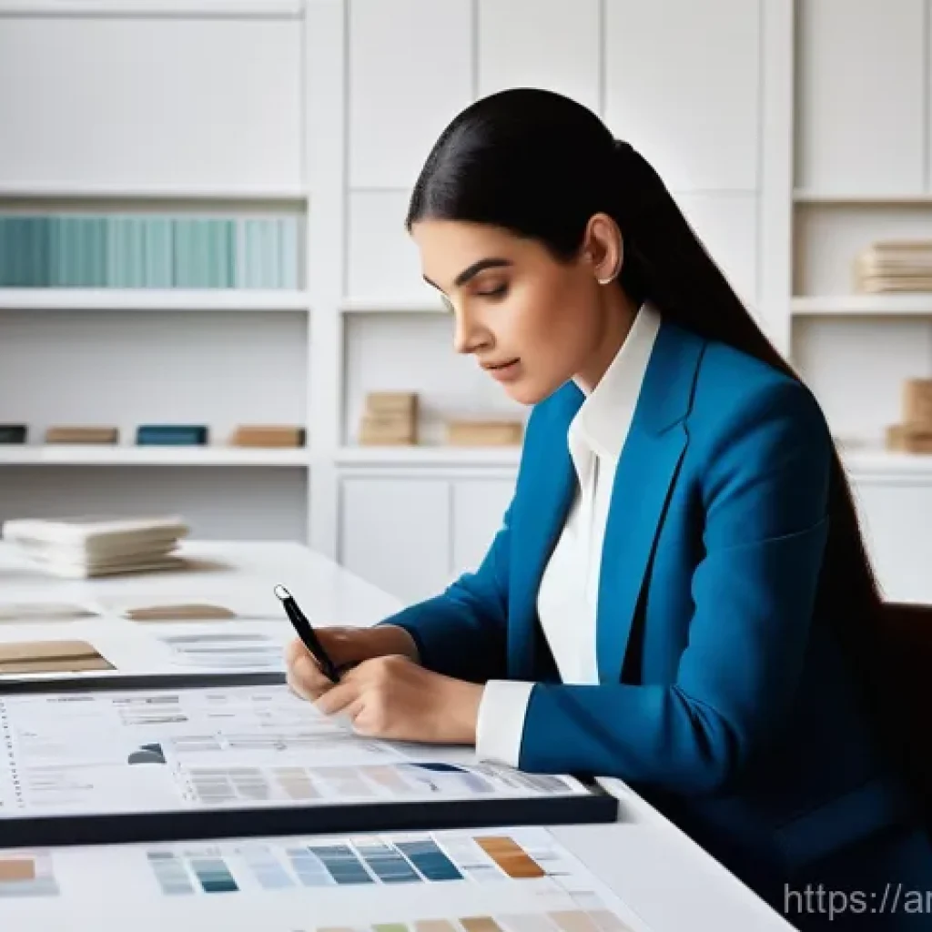 실내건축 실습에서 발생할 수 있는 문제와 해결 방법 - **Prompt:** "A highly focused professional Arab female interior designer, dressed in a modest yet st...