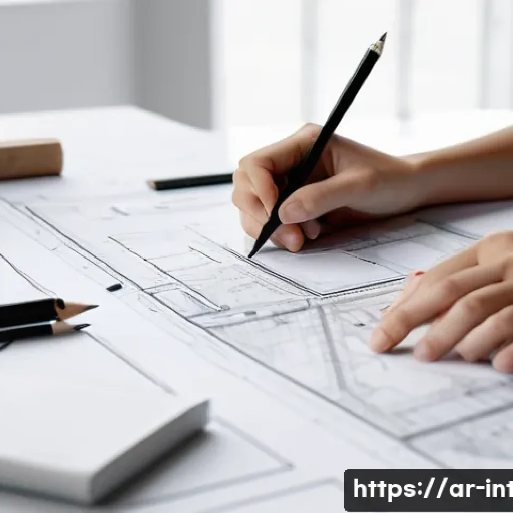 실내건축기사 실기 준비 과정의 모든 것 - **Prompt:** "A focused young interior design student, dressed in smart casual attire, meticulously w...