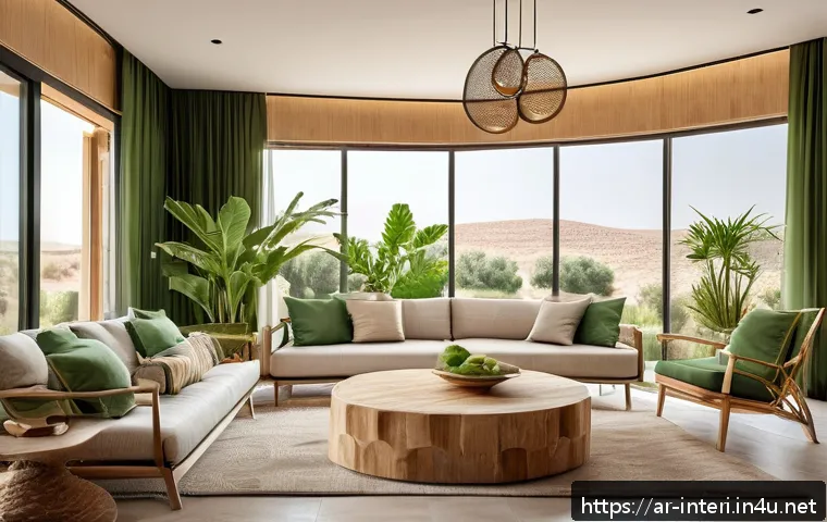 실내건축에서의 지속 가능성 디자인 - A modern sustainable interior living room designed with large insulated glass windows that allow abu...