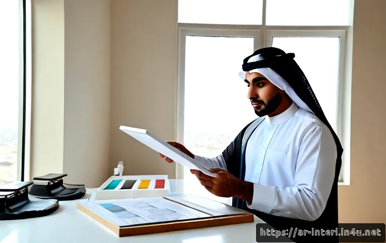 실내건축 자격증 취득 후의 장단점 - Photorealistic modern interior design studio in a Gulf Arab city, confident Arab interior architect ...